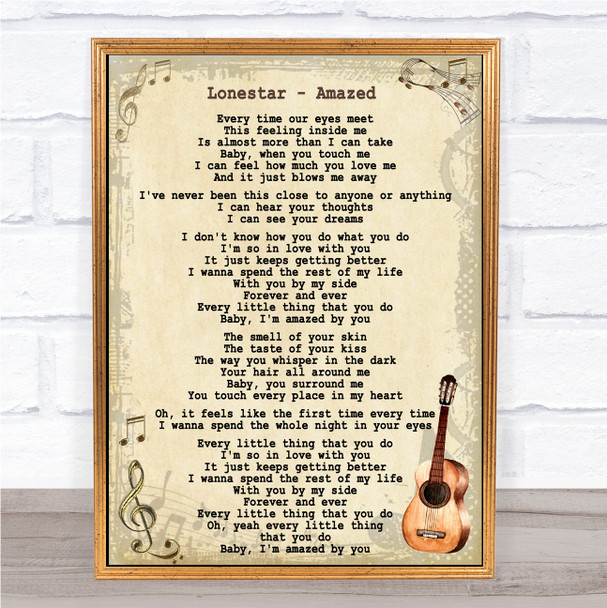 Lonestar Amazed Song Lyric Vintage Music Wall Art Print