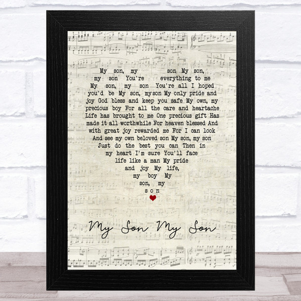 Vera Lynn My Son My Son Script Heart Song Lyric Art Print