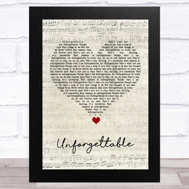 Sia Unforgettable Script Heart Song Lyric Art Print