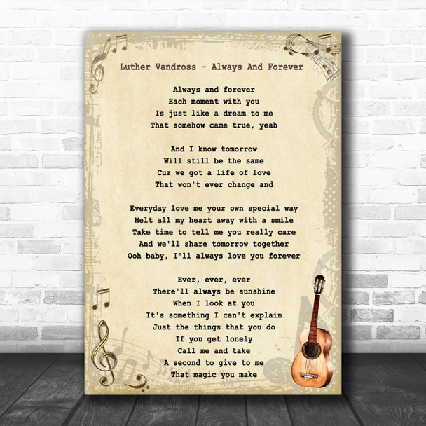 Luther Vandross - Always And Forever Song Lyric Guitar Music Wall Art Print