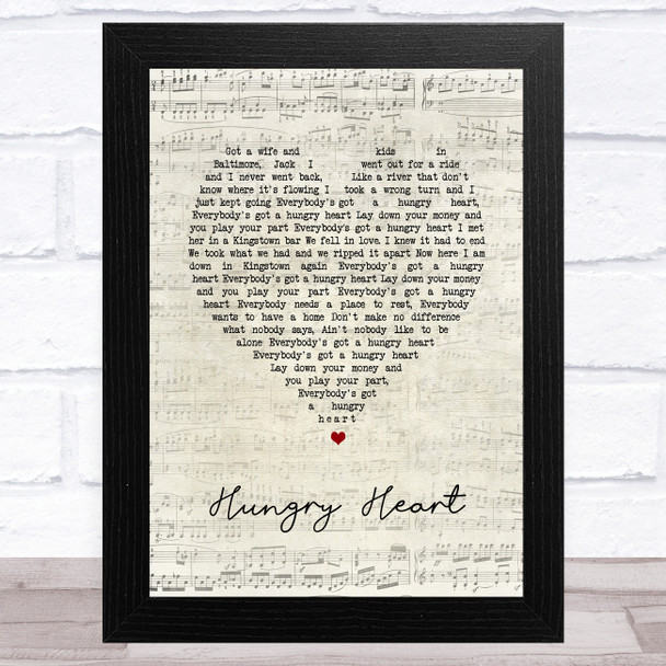 Bruce Springsteen Hungry Heart Script Heart Song Lyric Art Print