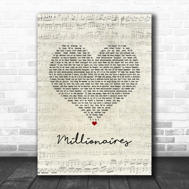 The Script Millionaires Script Heart Song Lyric Art Print