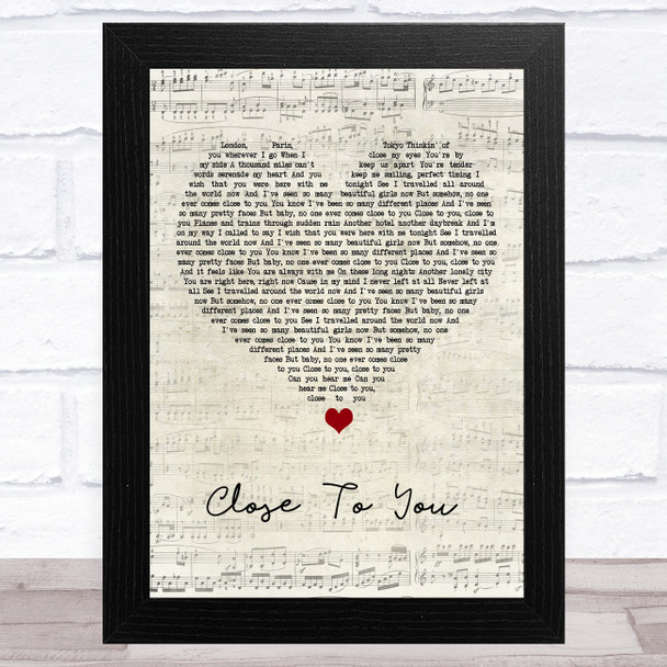 JLS Close To You Script Heart Song Lyric Art Print