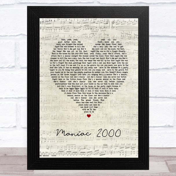 Mark McCabe Maniac 2000 Script Heart Song Lyric Art Print