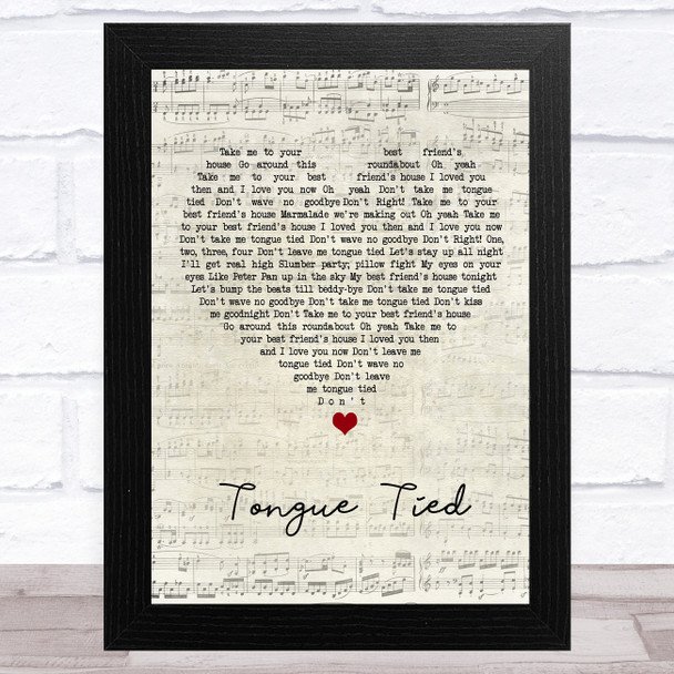 Grouplove Tongue Tied Script Heart Song Lyric Art Print