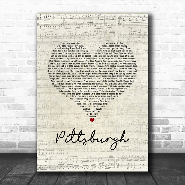 The Amity Affliction Pittsburgh Script Heart Song Lyric Art Print