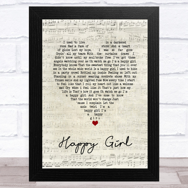 Martina McBride Happy Girl Script Heart Song Lyric Art Print