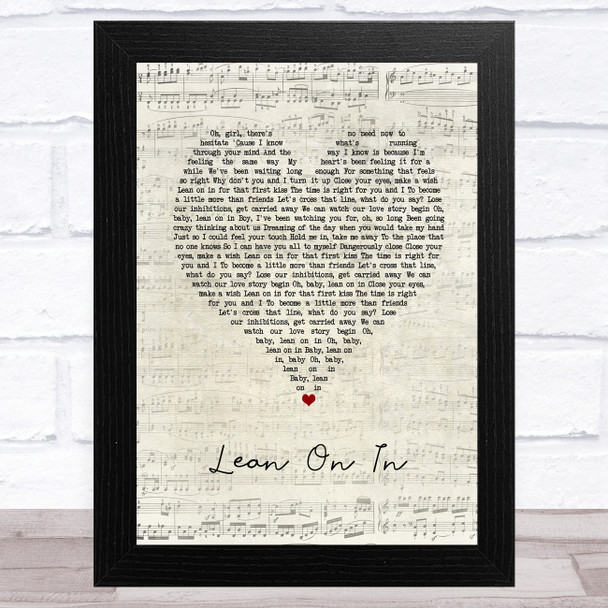 Jonny Houlihan Lean on in Script Heart Song Lyric Art Print