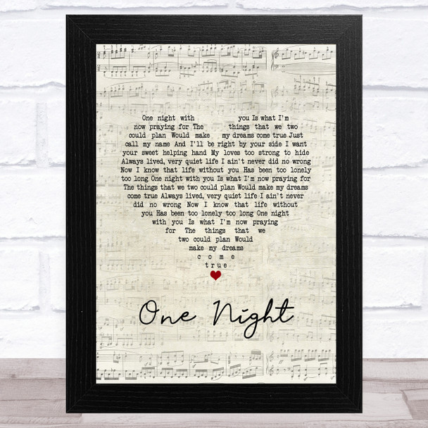 Elvis Presley One Night Script Heart Song Lyric Art Print