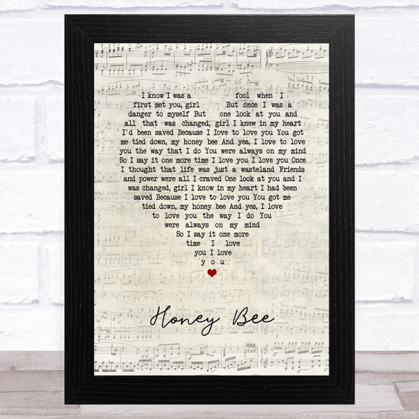 The Kooks Honey Bee Script Heart Song Lyric Art Print