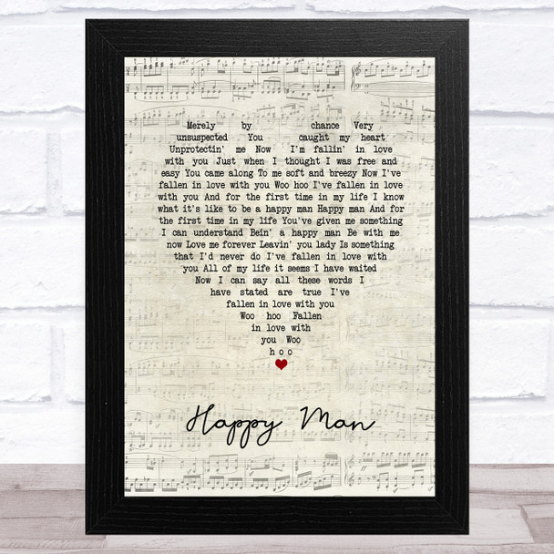 Chicago Happy Man Script Heart Song Lyric Art Print