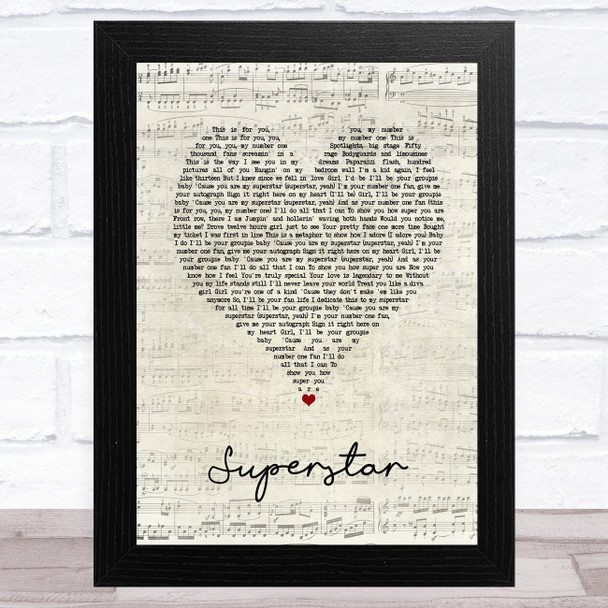 Usher Superstar Script Heart Song Lyric Art Print