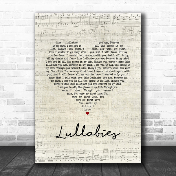 Yuna Lullabies Script Heart Song Lyric Art Print