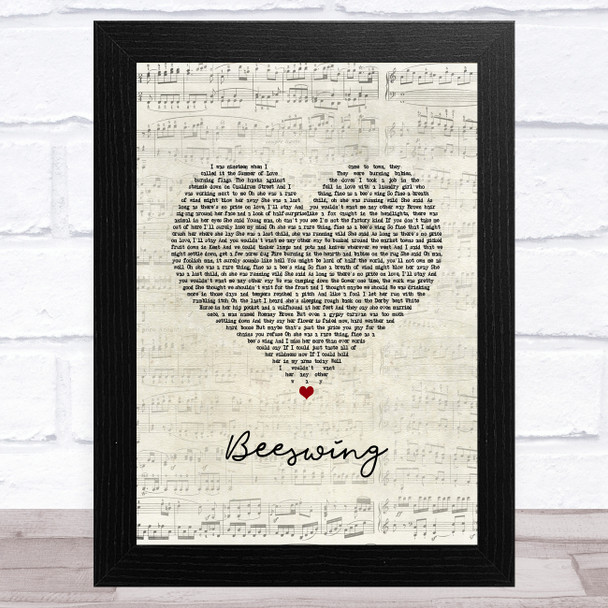 Richard Thompson Beeswing Script Heart Song Lyric Art Print