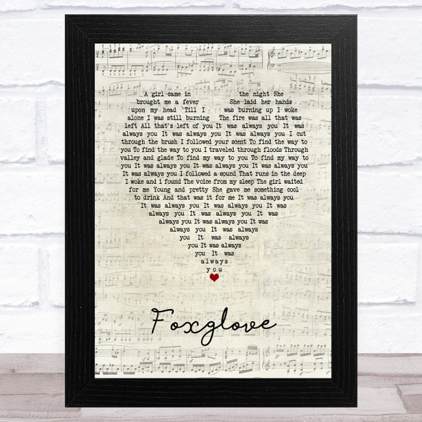 Murder by Death Foxglove Script Heart Song Lyric Art Print Murder by Death Foxglove Script Heart Song Lyric Art Print