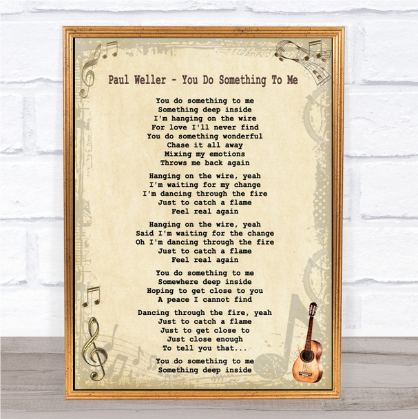 Paul Weller - You Do Something To Me Song Lyric Guitar Music Wall Art Print
