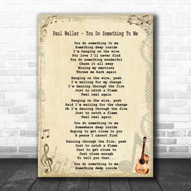 Paul Weller - You Do Something To Me Song Lyric Guitar Music Wall Art Print