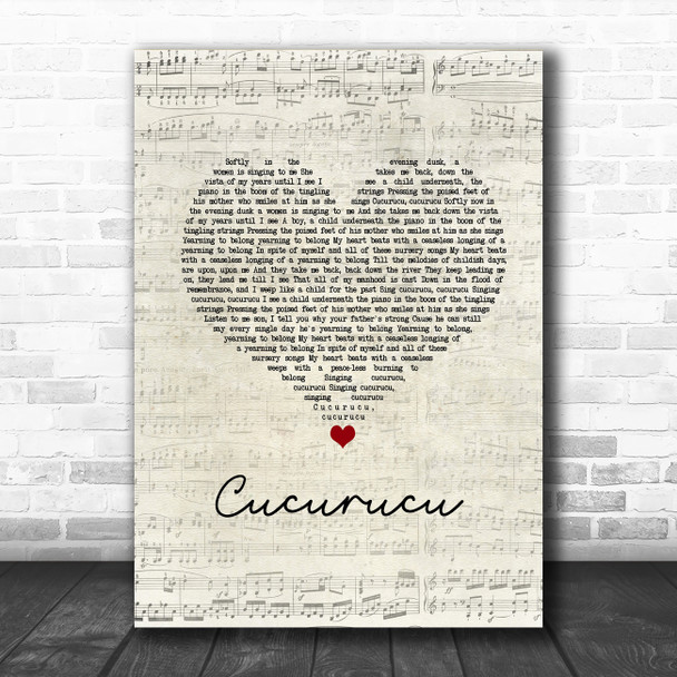 Nick Mulvey Cucurucu Script Heart Song Lyric Art Print