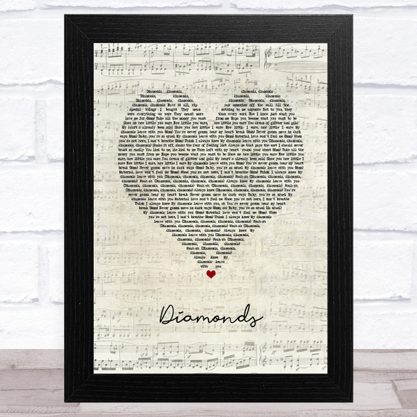 Sam Smith Diamonds Script Heart Song Lyric Art Print