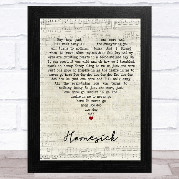 The Cure Homesick Script Heart Song Lyric Art Print