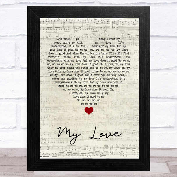 Paul McCartney & Wings My Love Script Heart Song Lyric Art Print