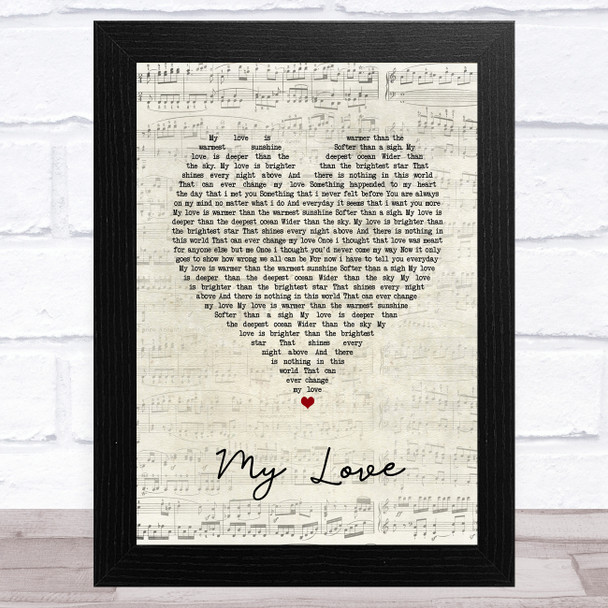 Petula Clark My Love Script Heart Song Lyric Art Print