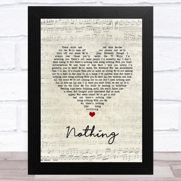 Bruno Major Nothing Script Heart Song Lyric Art Print