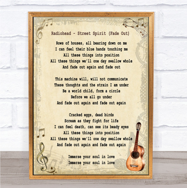 Radiohead Street Spirit (Fade Out) Song Lyric Vintage Music Wall Art Print