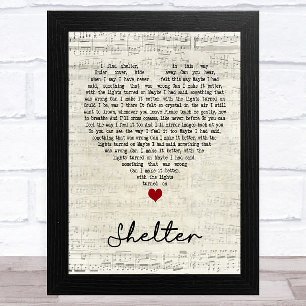 The xx Shelter Script Heart Song Lyric Art Print