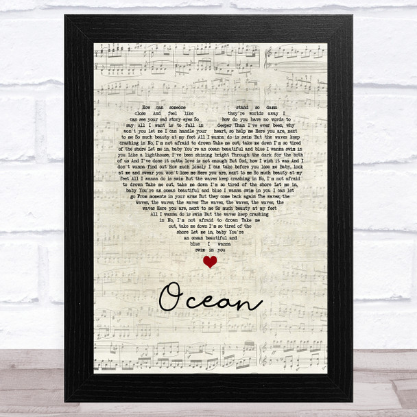 Lady Antebellum Ocean Script Heart Song Lyric Art Print