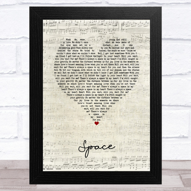 Biffy Clyro Space Script Heart Song Lyric Art Print