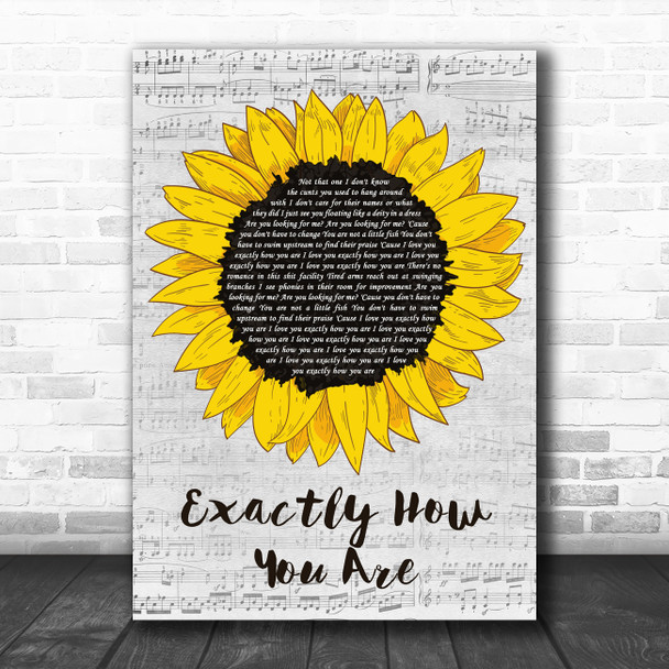 Ball Park Music Exactly How You Are Grey Script Sunflower Song Lyric Art Print