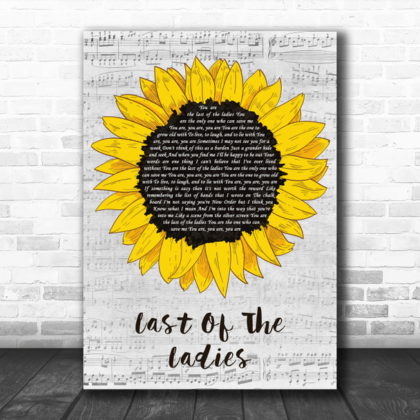 The Courteeners Last Of The Ladies Grey Script Sunflower Song Lyric Art Print