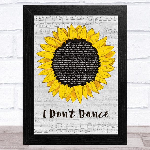 Lee Brice I Don't Dance Grey Script Sunflower Song Lyric Art Print