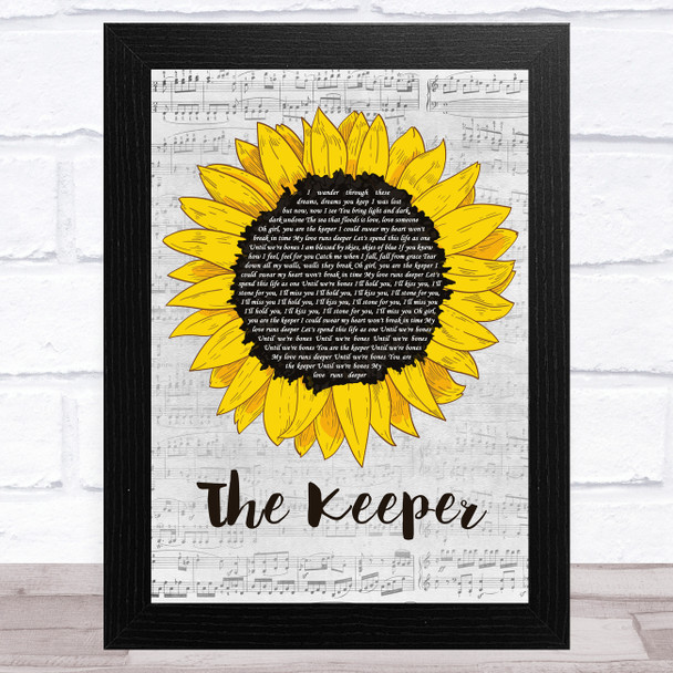 Blossoms The Keeper Grey Script Sunflower Song Lyric Art Print