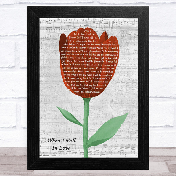 Celion Dion When I Fall In Love Grey Script Watercolour Tulip Song Lyric Art Print
