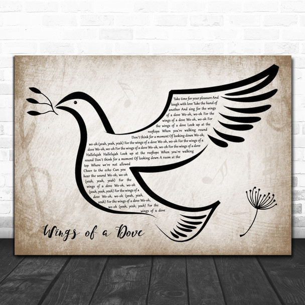 Madness Wings of a Dove Vintage Dove Bird Song Lyric Art Print