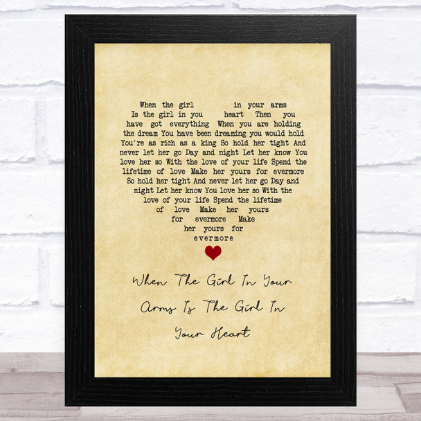 Cliff Richard When The Girl In Your Arms Is The Girl In Your Heart Vintage Heart Song Lyric Art Print