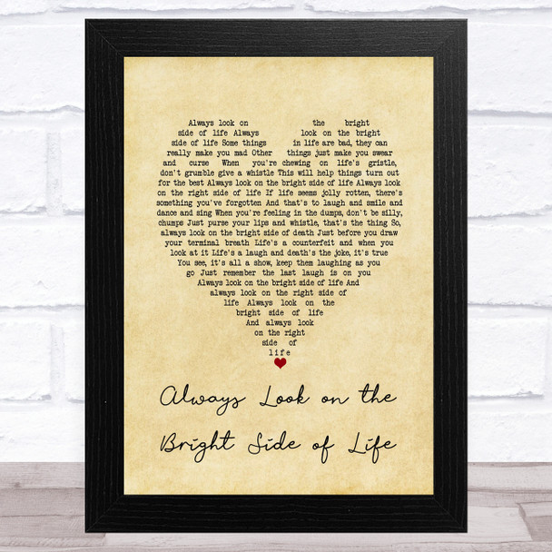 Art Garfunkel Always Look on the Bright Side of Life Vintage Heart Song Lyric Art Print
