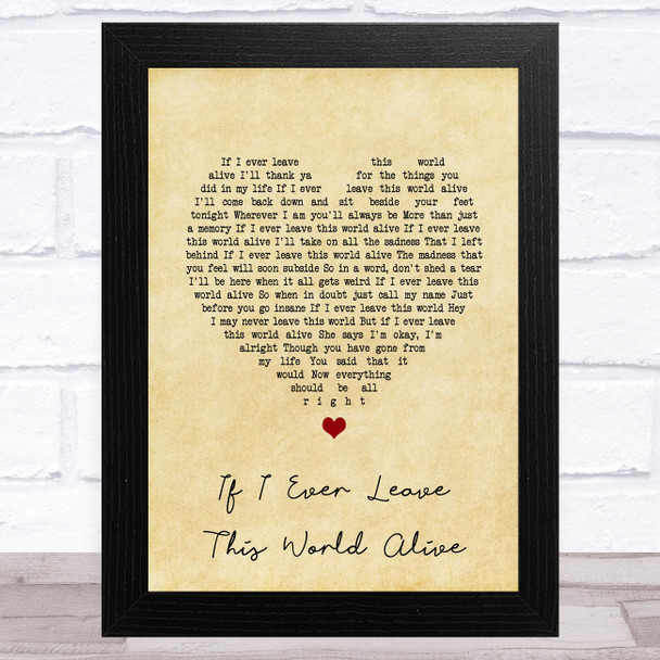 Flogging Molly If I Ever Leave This World Alive Vintage Heart Song Lyric Art Print