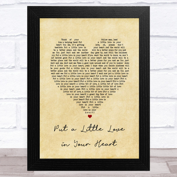 Annie Lennox & Al Green Put a Little Love in Your Heart Vintage Heart Song Lyric Art Print