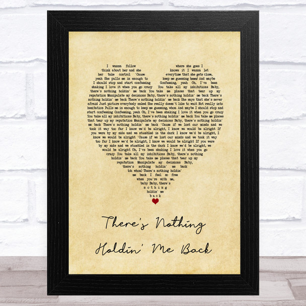 Shawn Mendes There's Nothing Holdin' Me Back Vintage Heart Song Lyric Art Print