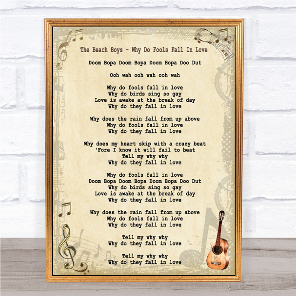 The Beach Boys Why Do Fools Fall In Love Song Lyric Music Wall Art Print