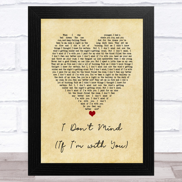 Brian Fallon I Don't Mind (If I'm with You) Vintage Heart Song Lyric Art Print