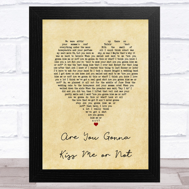 Thompson Square Are You Gonna Kiss Me or Not Vintage Heart Song Lyric Art Print