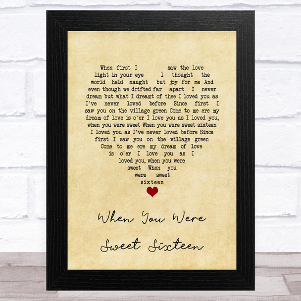 The Fureys and Davey Arthur When You Were Sweet Sixteen Vintage Heart Song Lyric Art Print