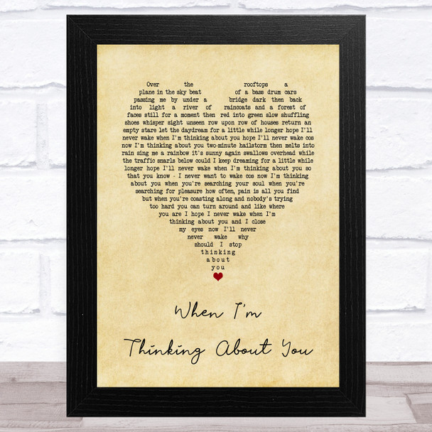 The Sundays When I'm Thinking About You Vintage Heart Song Lyric Art Print