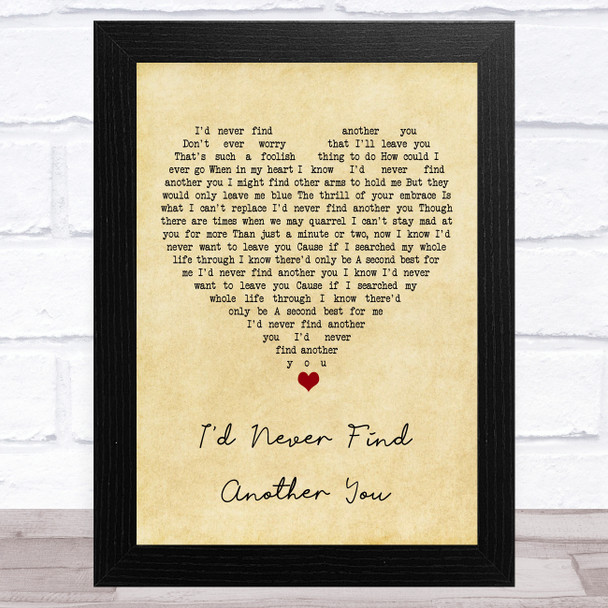 Billy Fury I'd Never Find Another You Vintage Heart Song Lyric Art Print