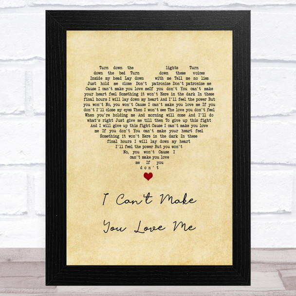 Josh Groban I Can't Make You Love Me Vintage Heart Song Lyric Art Print