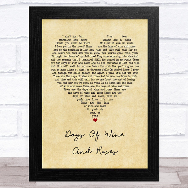 Robin Gibb Days Of Wine And Roses Vintage Heart Song Lyric Art Print
